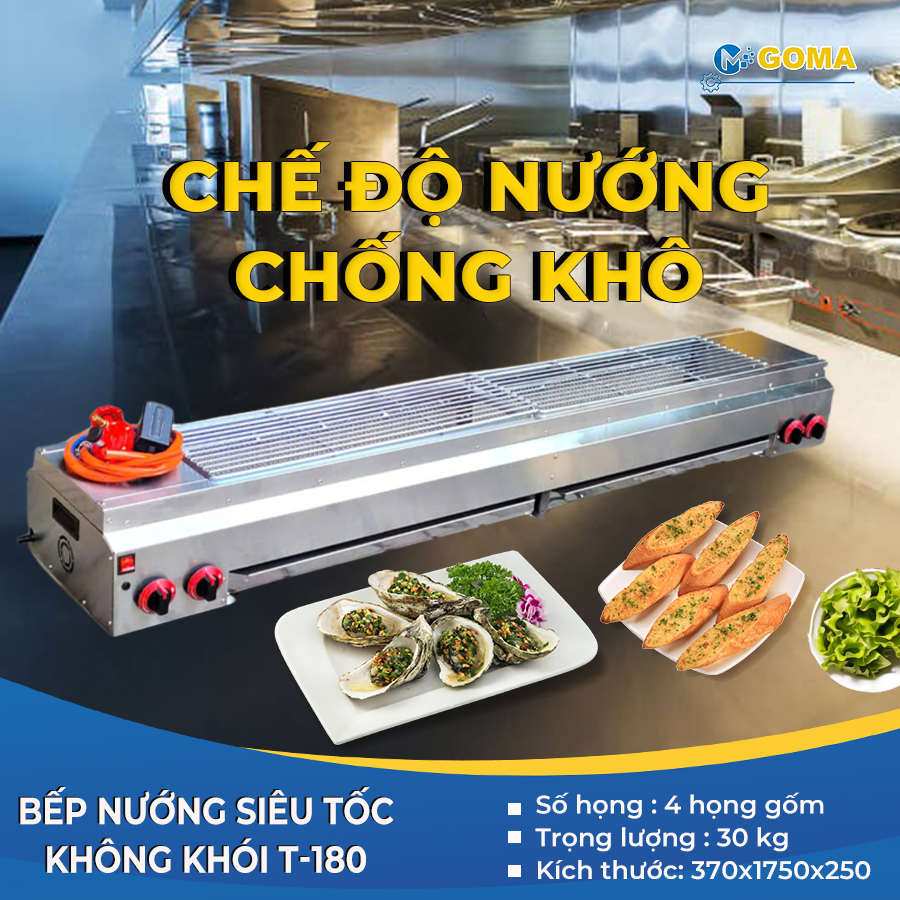 Bếp Nướng Gas Hồng Ngoại Không Khói Inox T180