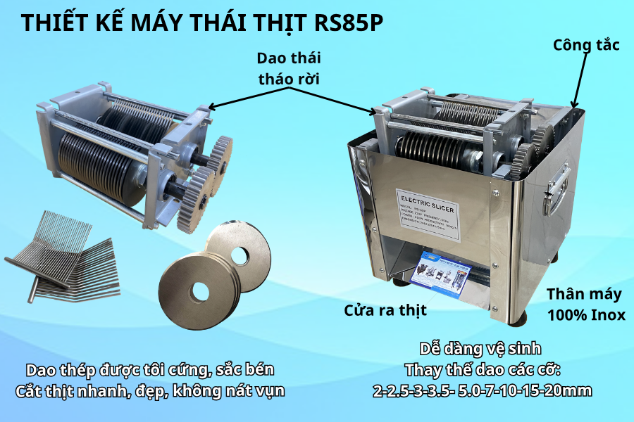 Ưu điểm của máy thái thịt thay dao Rs85P